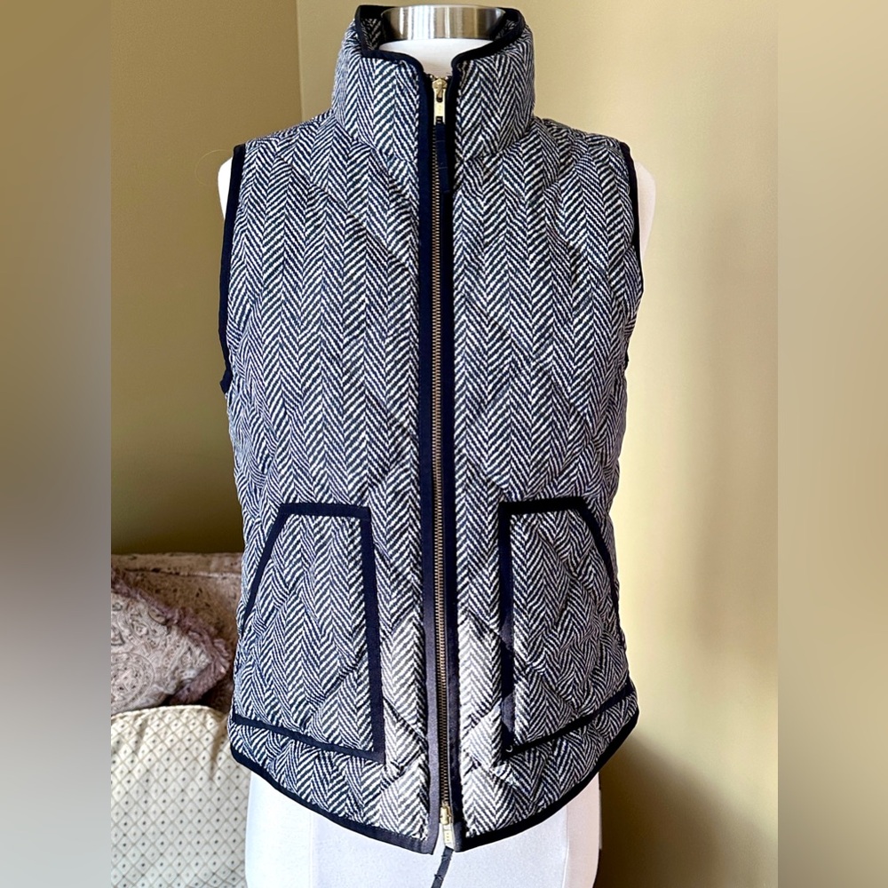 J.Crew Factory Women's Quilted Print Herringbone Puffer Vest – XS